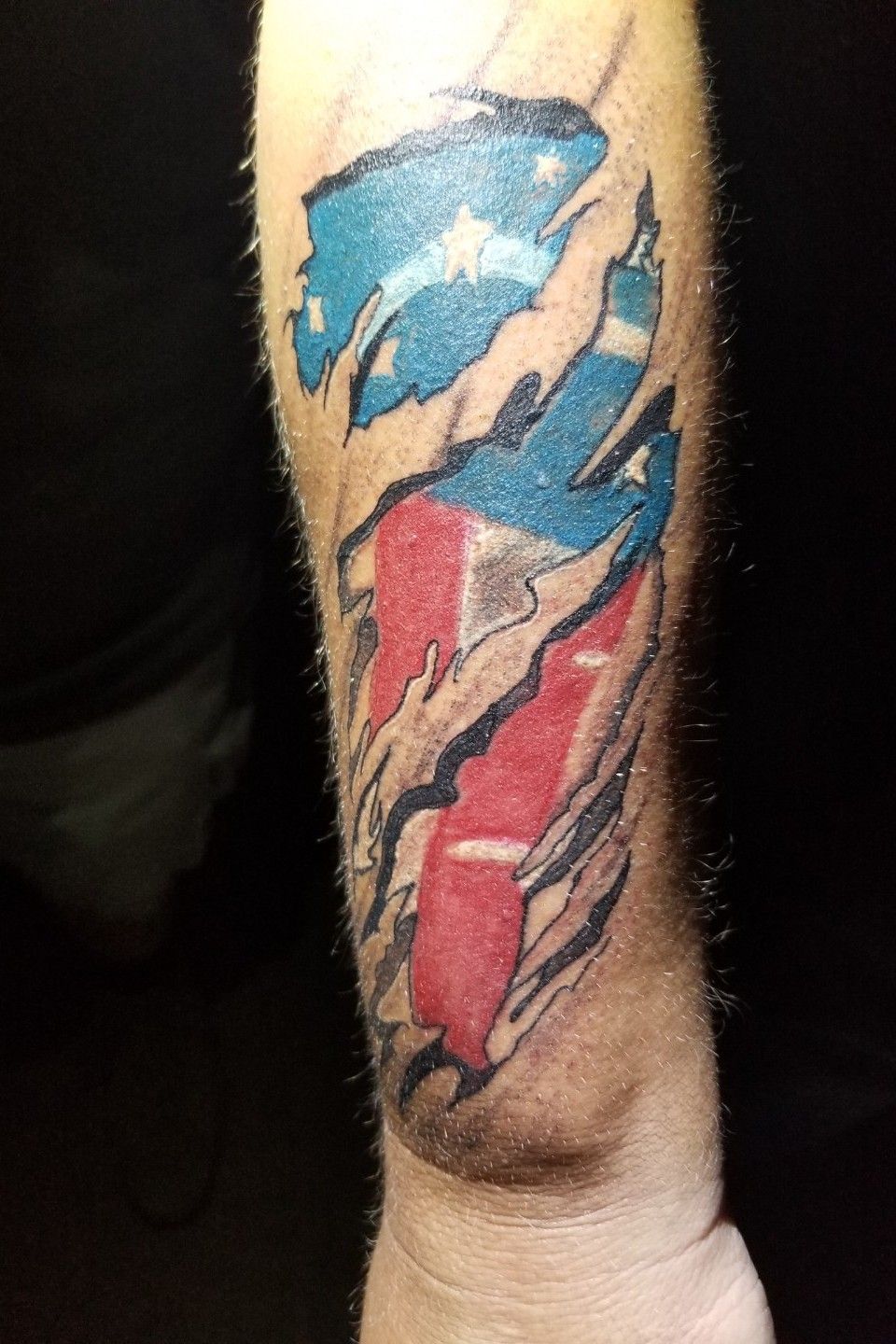 Texas Flag under flesh by Memphis TattooNOW