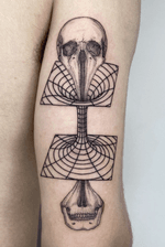 «Across the unknown» (the geometrical form that you see is the space-time wormhole, also commonly called Einstein-Rosen bridge) #tattoo #bologna #scientific 