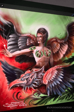 Fantasy Angel riding a fantasy dragon. #fantasytattoo #tattooart #tattooidea #dragon #angel #angelwings 