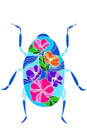 #color #beetle #whiteoutline #floral 