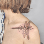 #dragonfly# scissor#baroquetattoo. Custom design . Check out my IG for more work that I ve done : _mnink_ 