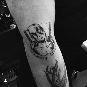 #Deadpool #tattoo #hand #black #ink