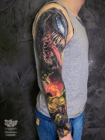 Cover up, venom tattoo , hulk, marvel #marveltattoo #tattoo #tattoorealistic #tattooart #tattooartist #tattoodo