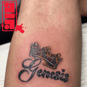 Name tattoo on client forearm...Thanks for looking. #fonttattoo #scripttattoo #crowntattoo #byjncustoms
