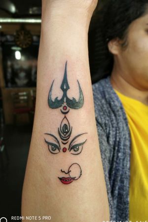 Durga with trishul customized tattoo design