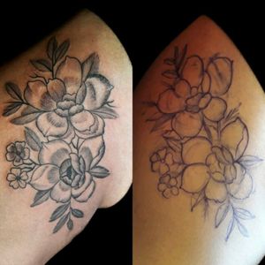 Tattoo.. #inked #ink #tattooer #tattoo #flowers #flowerstattoo #botanical #botanicaltattoo #whipeshading #whipeshadingtattoo #linework #luchotattoo #luchotattooer 