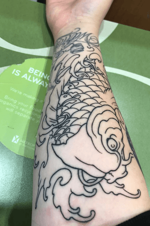 Outline of my koi fish tattoo! Done by miles at adrenaline vancity 