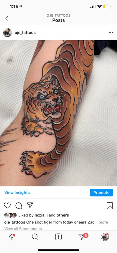 Tiger tattoo by Oliver Barnfield #OliverBarnfield #tiger #color #japanese #traditional