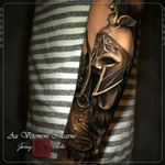 Spartiate with my ink set, in black and brown. #tattoo #tatouage #tatouagerealiste #realistic #realism #blackandbrown #warrior 