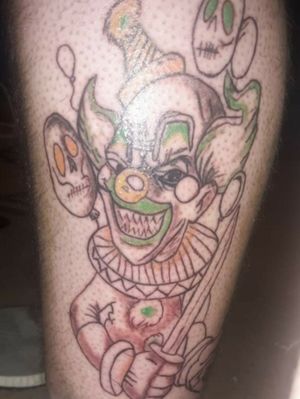 started a clown on my left calf myself still needs to get colored the rest of the way