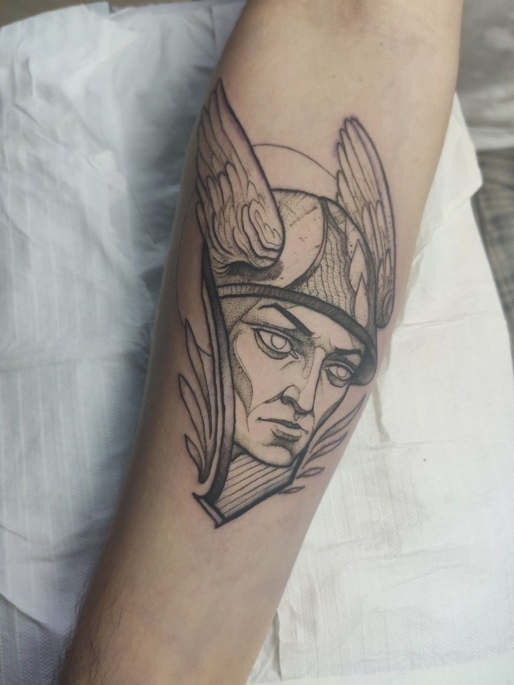 Hermes Έρμῆς  Working on this project based on The Greek god Hermes  Thanks for the artistic freedom and let me create this em 2023  Tatoo  Tatuagens Tatuagem