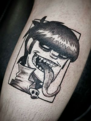 Murdoc GorillaZ tattoo by Alena A.k.a. @sphinks #gorillaz #murdoc #lineworktattoo #sketchy #blackandgrey #newschool #alenadick #sphinks #inkandintuition #inkandintuitionamsterdam #amsterdam #amsterdamtattoo 