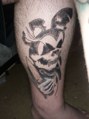 evil Mickey mouse I did on myself still needs more white in the glove 