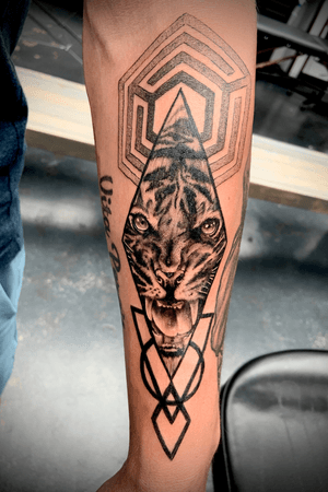 Geometric tiger tattoo