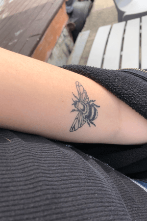 Bee on inner arm, above elbow! 