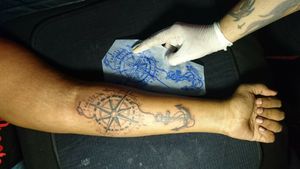 Compass and Anchor Arm Tattoo 