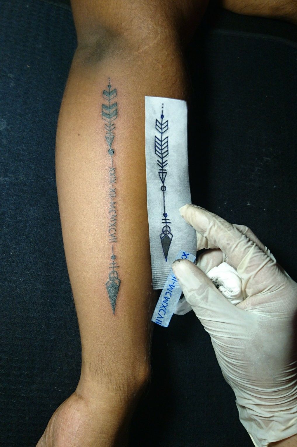 Tattoo Uploaded By Mohammad Tanzeel Arrow With Birth Date In Roman Style Arm Tattoo Tattoodo