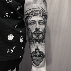 #tattoo #jesus #sacredheart #blackandgrey 