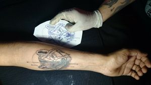 Wolf Real /Geometrical Arm Tattoo 