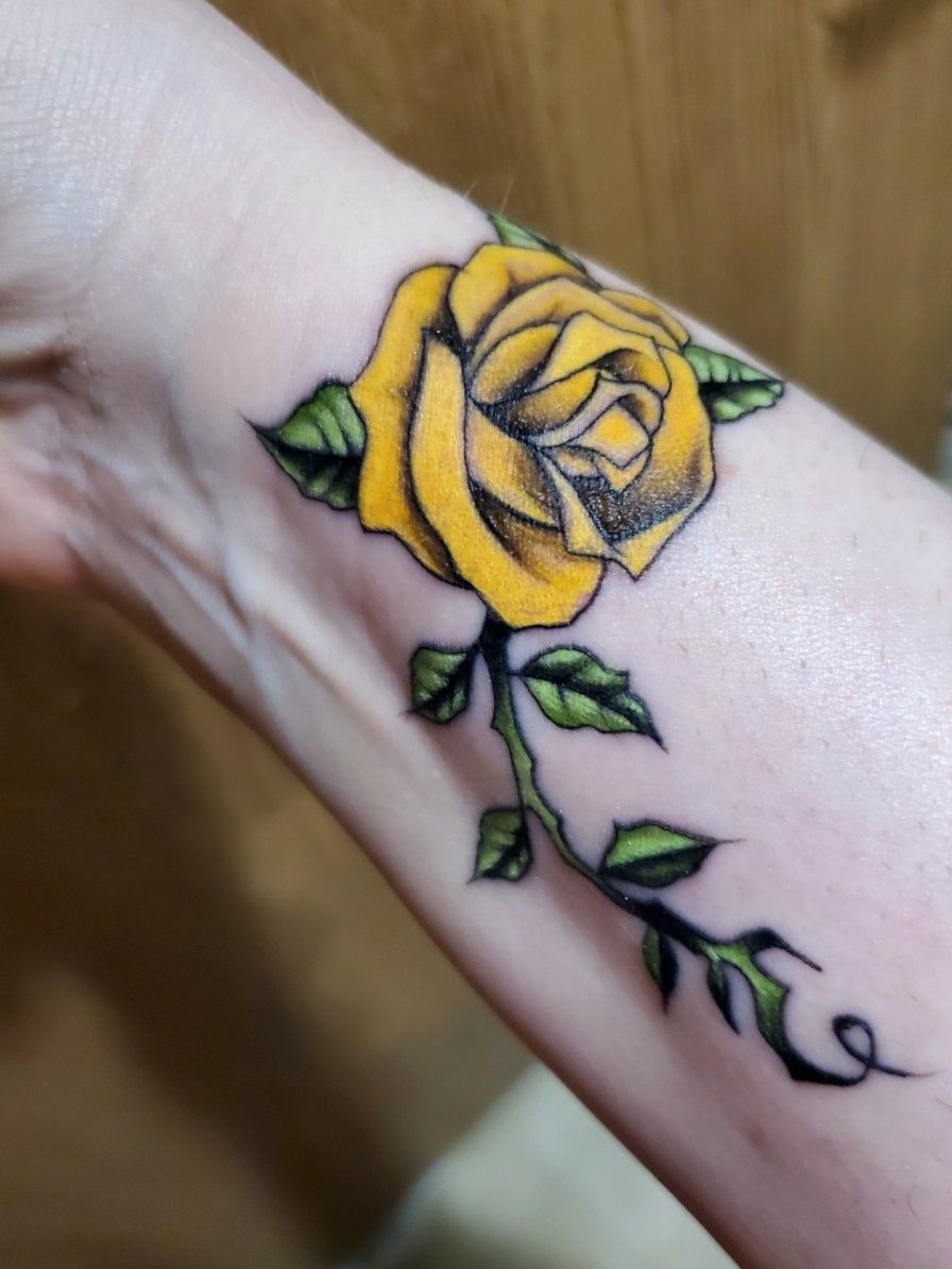 Yellow rose by Mary Funderburk at Jinx Proof in Washington DC  rtattoos