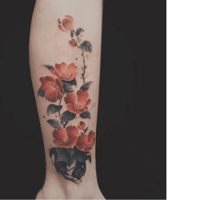 Floral tattoo by Moon #Moon #flower #floral #watercolor #painterly #nature