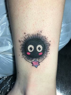 My first tattoo: Soot sprite from Spirited Away on my ankle