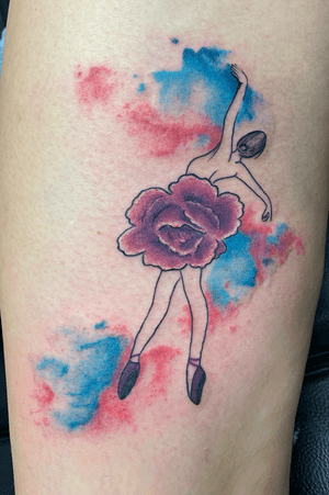 Watercolour ballerina with flower tutu