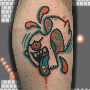 Trippy tattoo of Cosmo Cam #CosmoCam #trippy #surrealistic #wonderful #unique #color #psychedelic #cartoon #newschool #popculture #boo #pokemon #nintendo #mario #sponge 