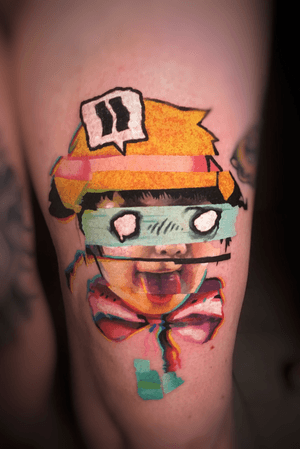 Another funny #glitched tattoo !       #glitch #pokemon #Pikachu #realistic #color #vhs #TV  #tvshow #horror #cute 