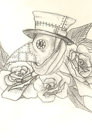 my own plague doctor drawing with roses 