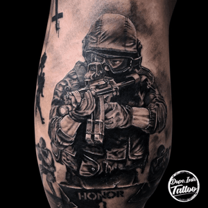 #tattooart #tattooartist #blackandgrey #blackandgreytattoo #police #policetattoo #gun #guntattoo