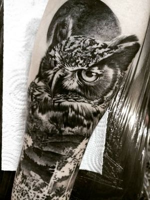 "Owl" completely healed◼#тату #сова #trigram #tattoo #owl #healed #inkedsense 