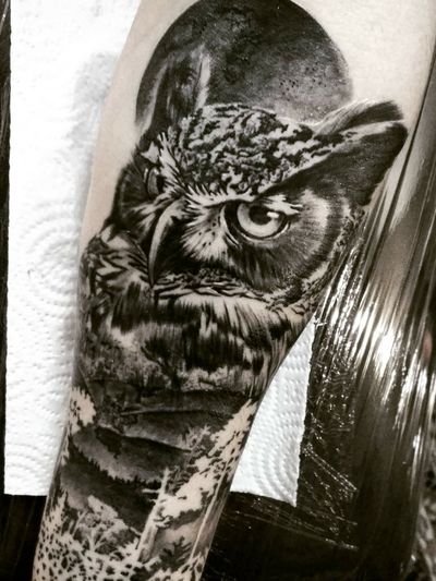 "Owl" completely healed ◼ #тату #сова #trigram #tattoo #owl #healed #inkedsense 