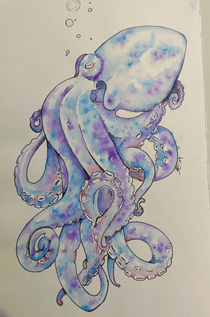#octopus #watercolor #blue 