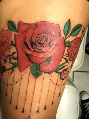 Rose's and carnations on leg