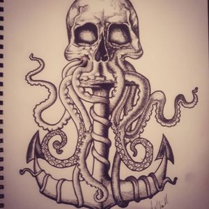 My skull and anchor design #design #designs #skull #anchor #pointilism #tattoodesign 
