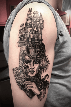 Gothic fantasy tattoo. Blacktattooart 