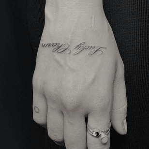 Lettering tattoo by Jesus Antonio #JesusAntonio #illustrative #fineline #chicano #blackandgrey #lettering #script #cursive #quote