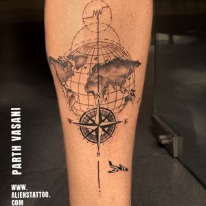 Compass Tattoo by Parth Vasani at Aliens Tattoo India!