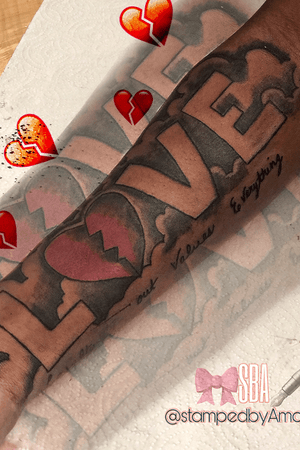 LOVE tattoo. Loyalty Out Values Everything tattoo. Amoy Amonte