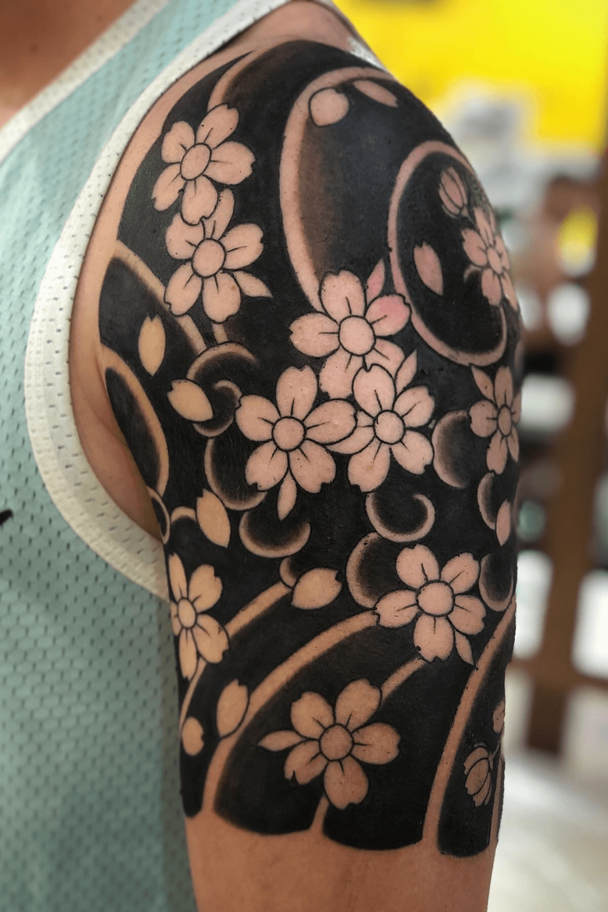 Tattoo uploaded by Bardadim Tattoo • Japanese tattoo. Full sleeve. Black  and grey Koi and Sakura tattoo • Tattoodo