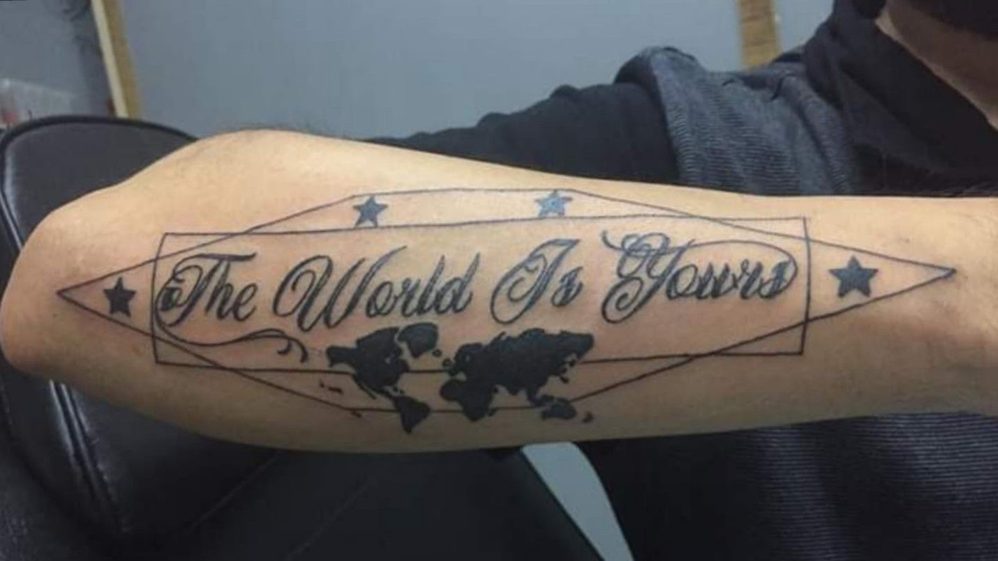 Tattoo uploaded by GŌT FREDDY • THE WORLD IS YOURS • Tattoodo