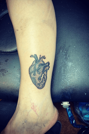 Anatomical heart, gray and black tattoo on a really amazing client 🙏