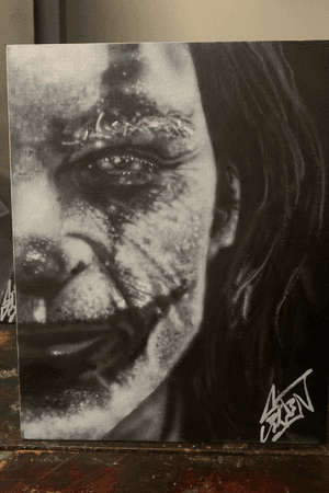Joker-airbrush on canvas board