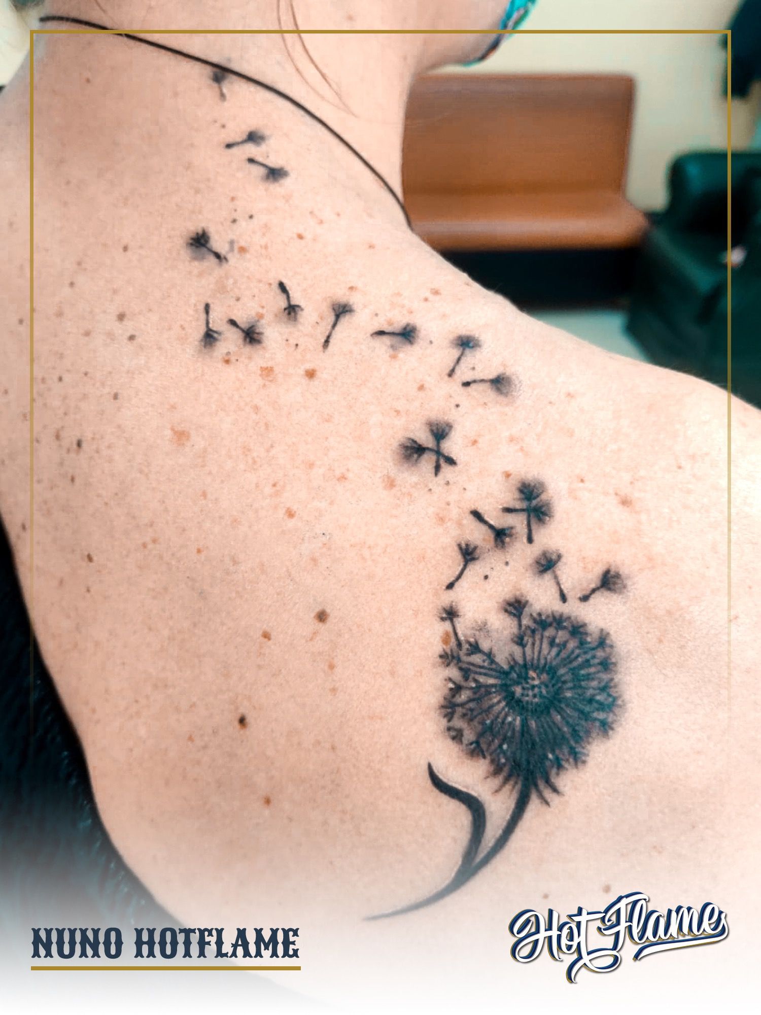 Little dandelion tattoo done on the ankle, fine line