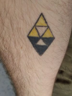 This is a Triforce based of "A Link between Worlds" that a friend of me made. How could someone fuck up a few triangles. Looking for ideas to cover this up. 