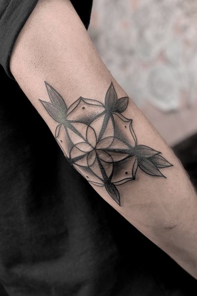 Elbow mandala tattoo by satanischepferde #elbowtattoo #mandala #mandalatattoo #blackandgrey #ornamental #neotraditional