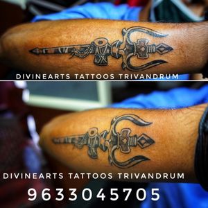 Trishul tattoo,  Siva's weapon 