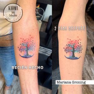Tatuaje del árbol de la vida #acuarela hecho por Mariana Groning. Envíanos mensaje y agenda tu cita #KarmaInkCollective #colortattoo #acuarela #tatuadorasmexicanas #estudiodetatuajecdmx #marianagroning #tatuajesacolor #excelentestatuadoras #mexicantattooists