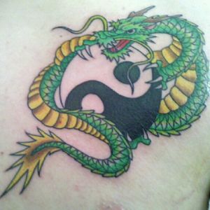My Yin yang dragon tattoo on the chest